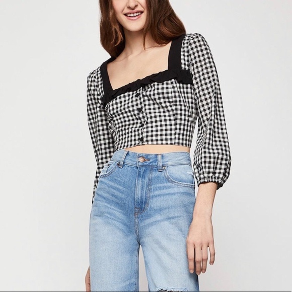 BCBGeneration Gingham Plaid Crop Top